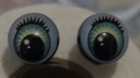 "Живые глазки" Глазки круглые 8мм (№ 2.6). Радужка светло-зеленая с ресничками 