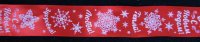 Атласная лента подарочная 30 мм. Цвет красный с надписью "С Новым годом! Тепла! Любви! Здоровья!"
