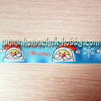 Репсовая лента подарочная 25 мм. Цвет голубой с надписью "Merry Christmas!"