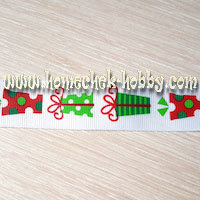 Репсовая лента подарочная 25 мм. Цвет белый с рисунком Подарки