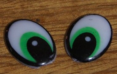 Глазки клеевые овальные с нарисованной радужкой 11*16мм зеленые