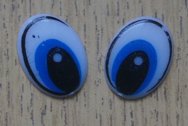 Глазки клеевые овальные с нарисованной радужкой 11*16мм синие
