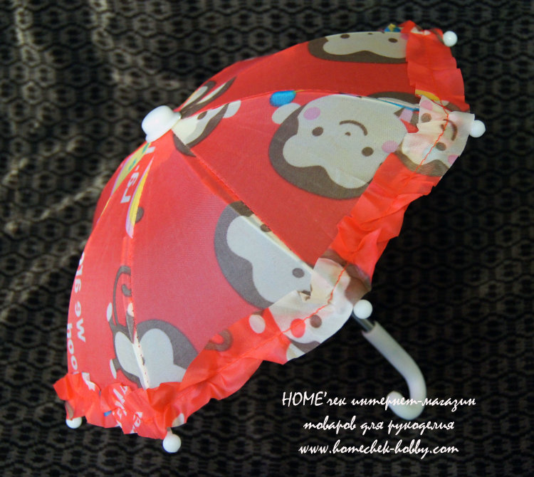 Зонтик металлический большой красный с обезьянкой