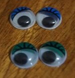 Глазки клеевые круглые с бегающим зрачком и цветным веком 12мм. Цвет века синий